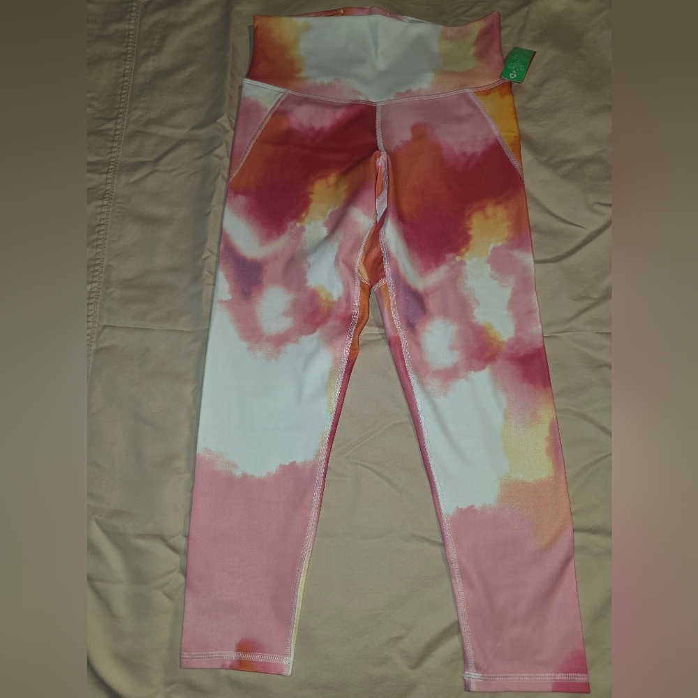 NWT Champion Women's Tie-Dye Leggings - Pink, Orange, and White M